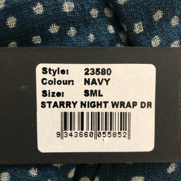 One Teaspoon Starry Night Wrap Mini Dress Tiny Polka Dots Navy Blue White Small - Picture 12 of 14